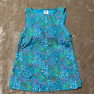Lands' End High Neck Floral Turquoise Tankini Top Size 2P